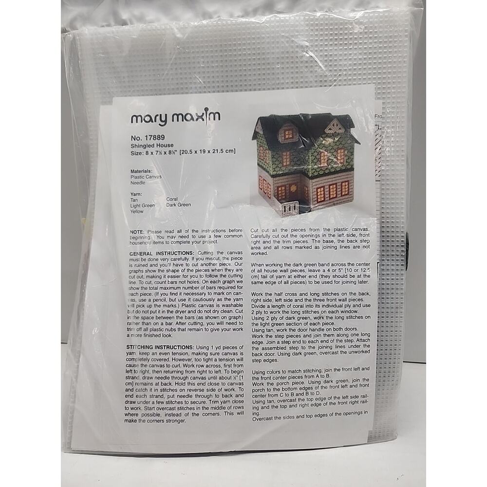Mary Maxim plastic canvas Stitch Kit sealed Shingled House 17889